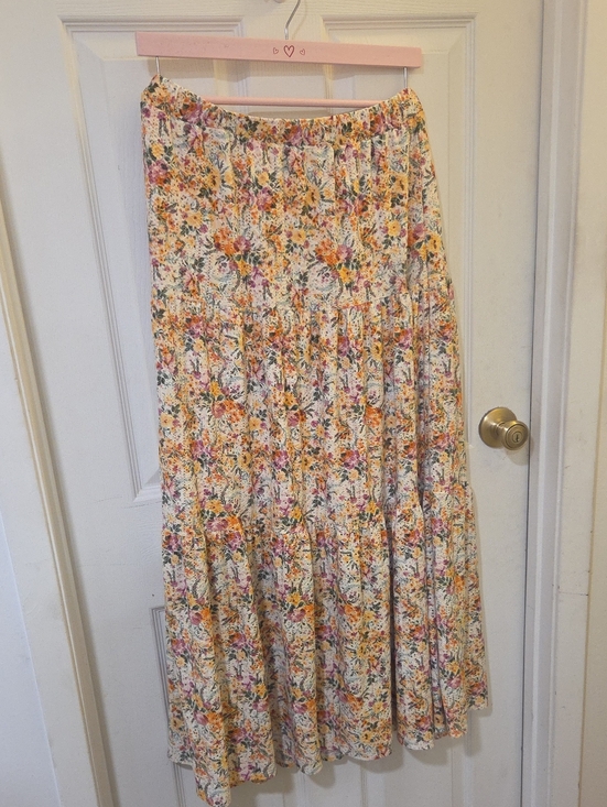 LuLaRoe Dresses & Skirts - LuLaRoe Floral Tiered Maxi Skirt - Yellow, Pink, Green With Slip Underneath